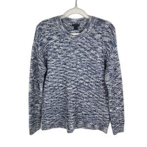 J.Crew Marbled Sweater Crewneck Blue White Knit Cotton Acrylic Size M